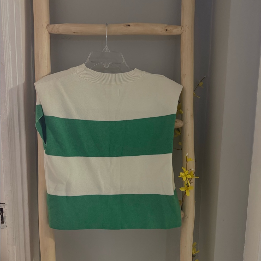 Maeve by Anthropologie Green and White Striped Sweater - Picture 2 of 2